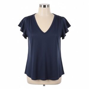 White House Black Market Glamgetter Tee Women S Flutter Sleeve Navy Blue Shimmer